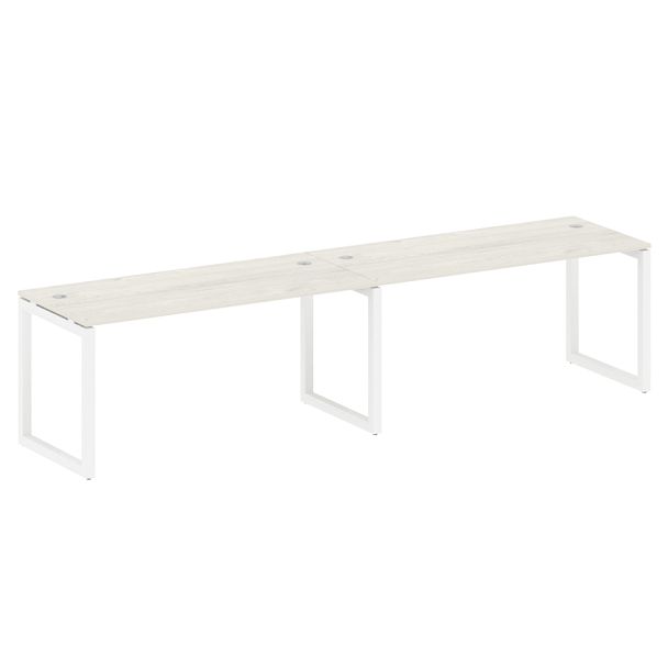 Metal System Quattro Р. ст. на 2 раб. места на О-образном м/к 50БО.СМ-2.4 Дуб наварра/Белый металл 3200*720*750 - Вид 1