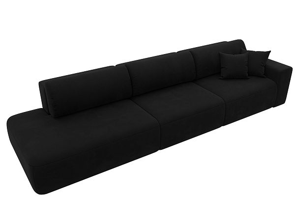 Диван прямой Лига-036 Модерн Лонг подлокотник справа Микровельвет черный - Вид 6