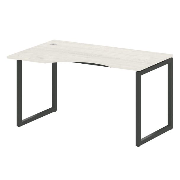 Metal System Quattro Стол криволинейный левый на О-образном м/к 40БО.СА-2 (L) Дуб наварра/Антрацит металл 1400*900*750 - Вид 1