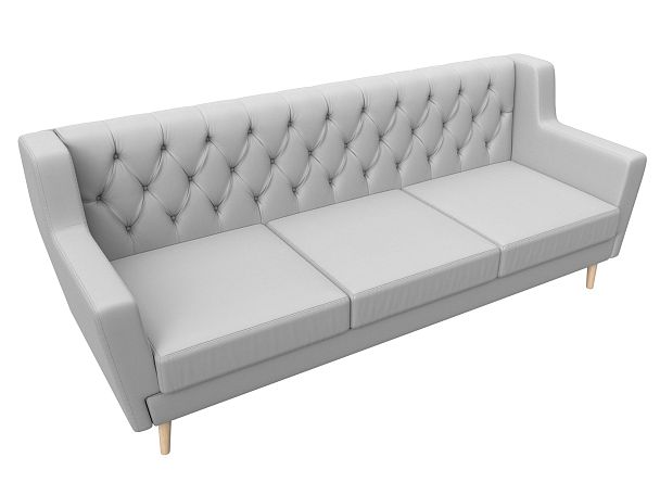 Прямой диван Брайтон 3 Люкс (полностью экокожа белая) - Вид 5