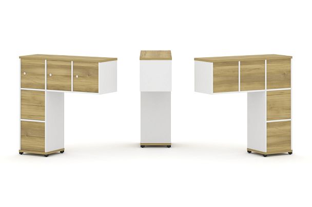 Concept Надставка низкая CN.ONN-005 Дуб Винченцо/Белый Бриллиант/Металл Черный 1099*365*1130 - Вид 1