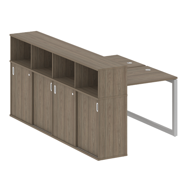 Metal System Quattro Р. ст. с шкафом-купе на О-образном м/к 50БО.РС-СШК-4.1 Т Вяз/Серый металл 1410*2332*1098 - Вид 1