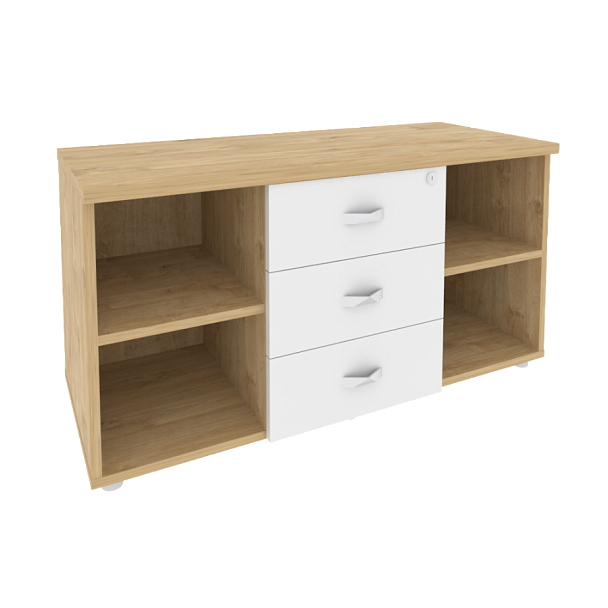 Onix Direct Тумба сервисная с ящиками O.TS-11 Тиквуд светлый/Белый бриллиант 1100*460*576 - Вид 1