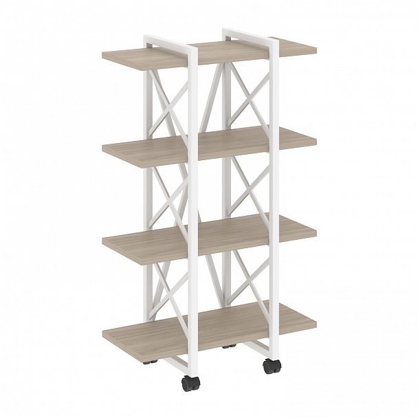 Стеллаж на колесах "Loft" VR.L-MST.K-4.4V дуб аттик/белый - Вид 1