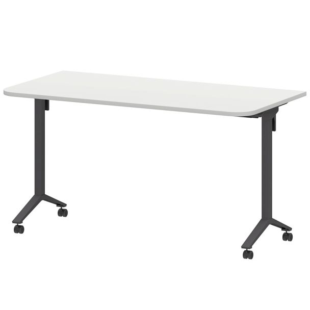 Стол мобильный складной радиусный МБ22-140.70Р Белый/Антрацит 1400x700x750 Моби - Вид 1