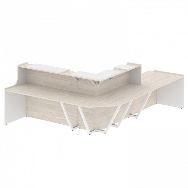 Ресепшн Г-образный "Onix" O.R-K-34 денвер светлый/белый - Вид 1