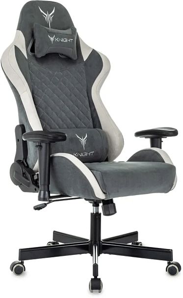 Кресло игровое Knight Regal Fabric серый/светло-серый искусственная замша крестов. металл - Вид 1