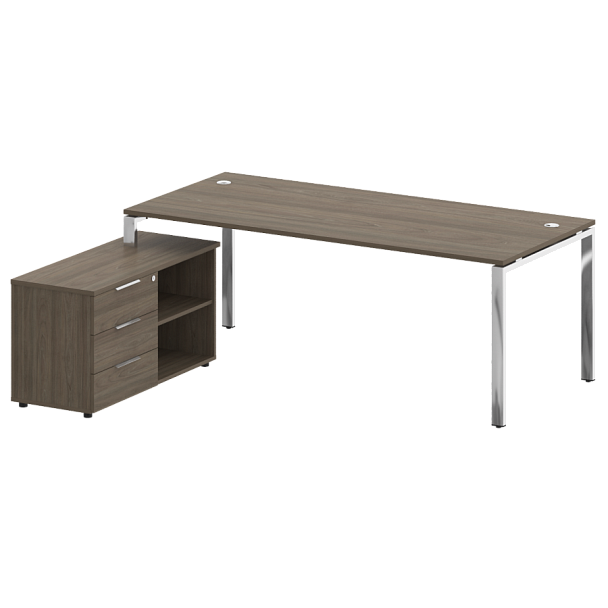 Metal System Direct Стол руковододителя с тумбой левый БГ.СРТ-6.9 (L) Вяз/Нерж. сталь 2100*1720*750 - Вид 1