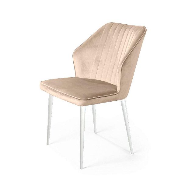 Стул Berg, бархат светло-бежевый 2 / белый конус - Вид 3