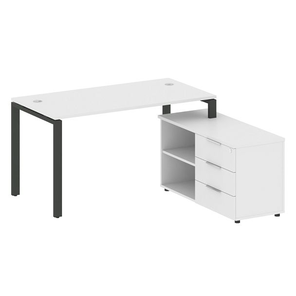 Metal System Р. ст. с тумбой на П-образном м/к БП.РС-СТС-2.3 (R) Белый/Антрацит металл 1500*1520*750 - Вид 1