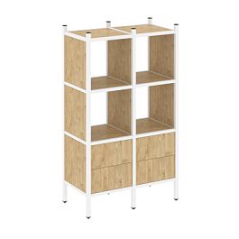 Loft Прямой стеллаж наборный VR.L-03 Тиквуд светлый/Белый металл 862*446*1458 - Фото предпросмотра