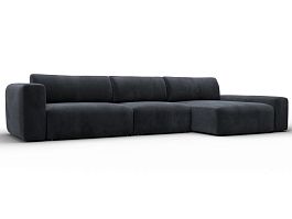 Диван угловой Лига-066 НПБ Лонг угол правый Велюр серый - Фото предпросмотра