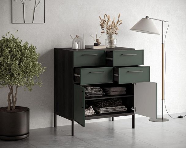 Большой комод с четырьмя ящиками и дверками Nicole NLN17G - Вид 2