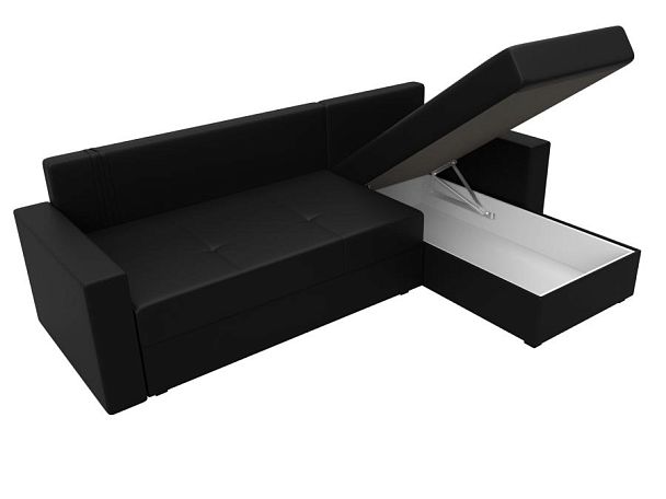 Диван угловой Верона Лайт угол правый (полностью экокожа черная) - Вид 9