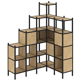 Loft Угловой внутренний стеллаж наборный VR.L-44 Тиквуд светлый/Чёрный металл 1694*1278*2280 - Фото предпросмотра