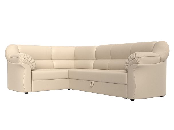 Диван угловой Карнелла левый (полностью экокожа бежевая) - Вид 3