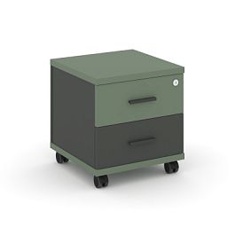 Concept Тумба мобильная 2 ящ. CN.TUM-001 A Кобо/Антрацит/Металл Антрацит 420*420*448 - Фото предпросмотра