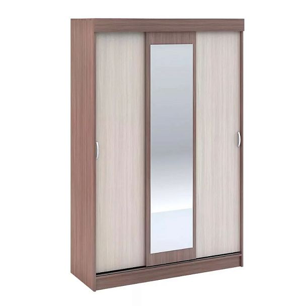 Шкаф-купе "Бася" 2.3м В Ясень темный/Ясень светлый с зеркалами - Вид 1