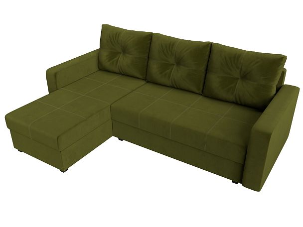 Диван угловой Ливерпуль Лайт левый угол Микровельвет зеленый - Вид 5