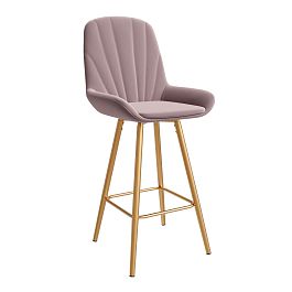 Стул ЮККИ Основание №5 Барный конус Золотое Велюр тип 1 Бежевый - Фото предпросмотра