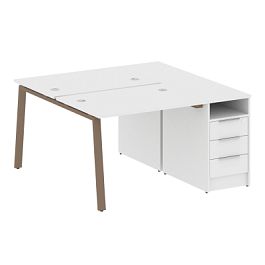 Metal System Р. ст. с тумбой на А-образном м/к БА.РС-СТП-2.1 Белый/Мокко металл 1412*1475*750 - Фото предпросмотра