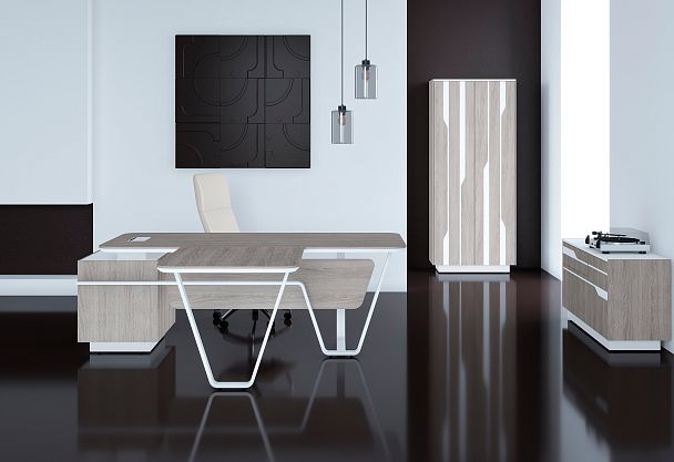 Шкаф СФ-574401 Дуб светлый/Черный графит 900х430х2100 LINE - Вид 5