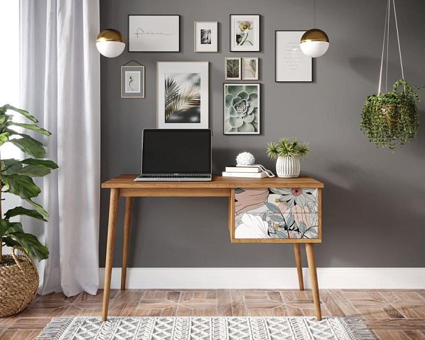 Стол рабочий Berber принт 50 с одной тумбой арт BB20/Print_50 - Вид 4