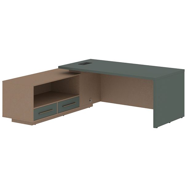 Стол руководителя с тумбой VCT 2119(L) Нефрит/Бронза браш/Кобра 2100х1900х750 VELION - Вид 1