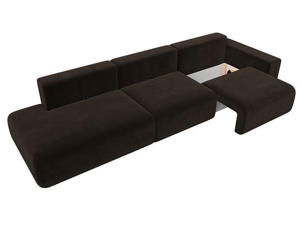 Диван прямой Лига-036 Модерн Лонг подлокотник справа Микровельвет коричневый - Вид 7