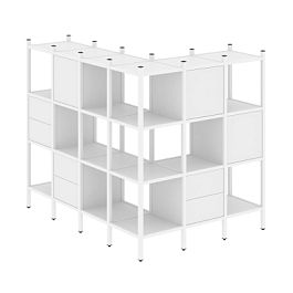 Loft Угловой внешний стеллаж наборный VR.L-52 Белый бриллиант/Белый металл 1694*1278*1458 - Фото предпросмотра