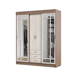 Андрей-1 шкаф-купе (1700*2100*580 мм) ясень шимо темный/ясень шимо светлый - Фото предпросмотра