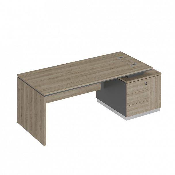 Стол руководителя (опора ДСП) на опорной тумбе (левый/правый) "City" СИ 111  дуб гладстоун светлый/антрацит премиум/дуб гладстоун светлый - Вид 1