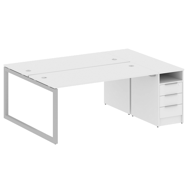 Metal System Quattro Р. ст. с тумбой на О-образном м/к 50БО.РС-СТП-2.4 Белый/Серый металл 2012*1475*750 - Вид 1