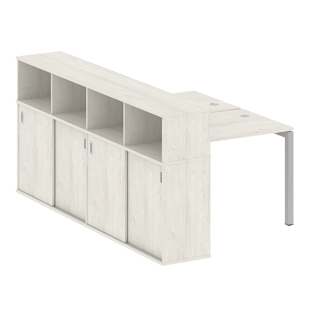 Metal System Quattro Р. ст. с шкафом-купе на П-образном м/к 50БП.РС-СШК-4.1 Т Дуб наварра/Серый металл 1410*2332*1098 - Вид 1