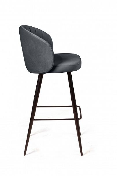 Стул барный Mont Blanc, бархат светло-серый 26 / черный конус - Вид 3