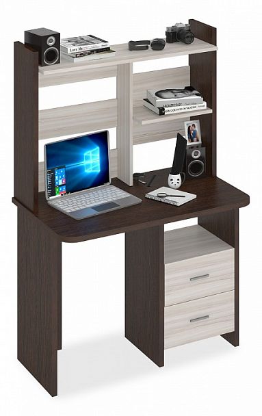 Стол компьютерный Домино Lite СКЛ-Прям100Р+НКЛ-100 Венге/Карамель - Вид 1