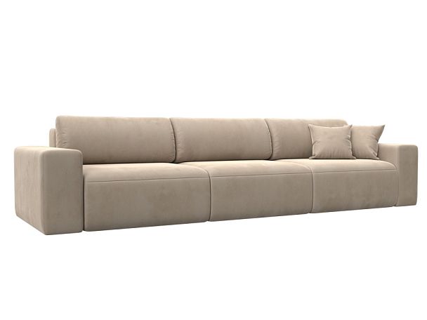 Диван прямой Лига-036 Классик Лонг Велюр бежевый - Вид 1