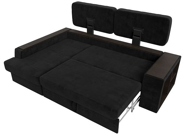 Угловой диван Брюссель левый (полностью велюр черный) - Вид 8