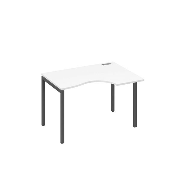 Стол эргономичный правый "Классика" на металлокаркасе DUE A4 А4 Б2 042 БП белый премиум / металлокаркас антрацит - Вид 1