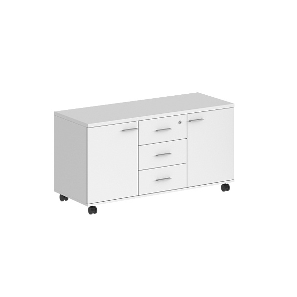 Тумба сервисная Sigma с 3 ящ. 1204х460х619, с замком, 2 фасадами / корпус: белый; фасады: белый - Вид 1