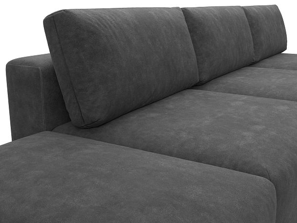 Диван угловой модульный с пуфом Лига-060 НПБ Лонг угол универсальный Велюр серый - Вид 4