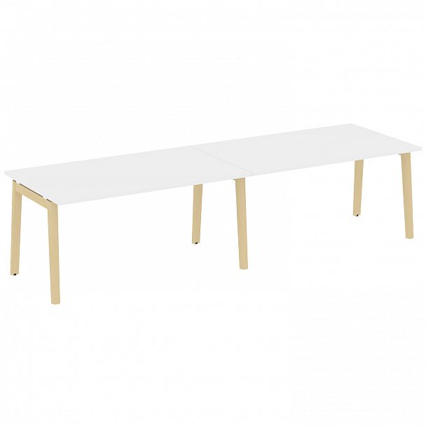 Стол переговорный (2 столешницы) "Onix wood" OW.PRG-2.4 белый/дуб светлый - Вид 1