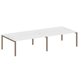 Metal System Quattro Р. ст. на 4 раб. места на П-образном м/к 50БП.СМ-4.5 Белый/Мокко металл 3600*1475*750 - Фото предпросмотра