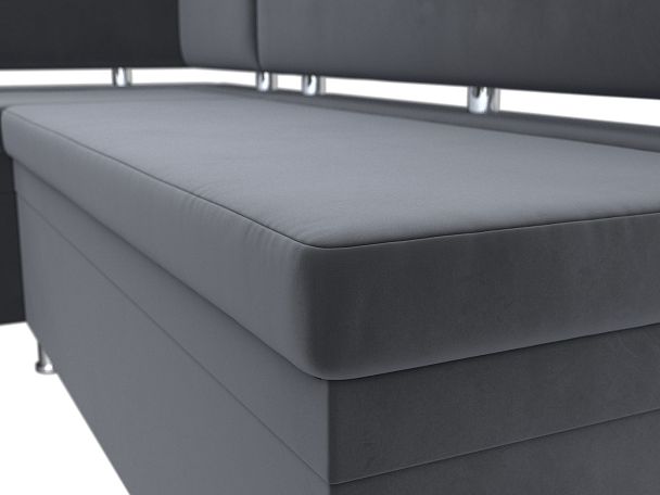 Кухонный уголок Стайл левый (полностью велюр серый) - Вид 4