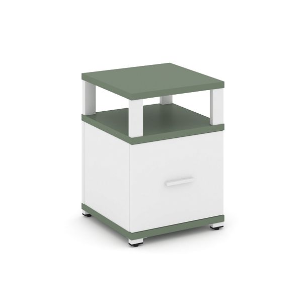 Concept Тумба приставная 1 распаш. фасад с надставкой CN.TUP-006 W Кобо/Белый Бриллиант/Металл Белый 420*420*750 - Вид 1