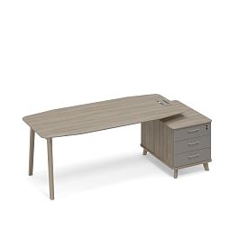 Стол руководителя на тумбе малой (тип 2) WOOD Time wood ТМ В2 114 ВЛ ВЛ ВЛ вяз либерти (корпус, столешница, топ) / мокко премиум (фасад) - Фото предпросмотра