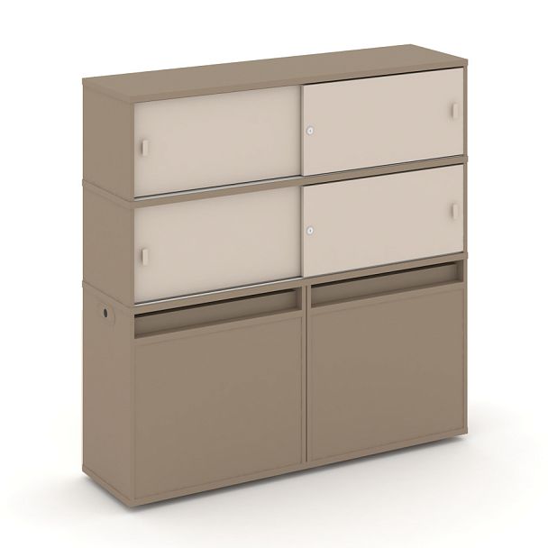 Estetica Набор №11. Тумба двойная+высокая надставка ES.NB.2V-11 Латте/Капучино 1500*410*1520 - Вид 1