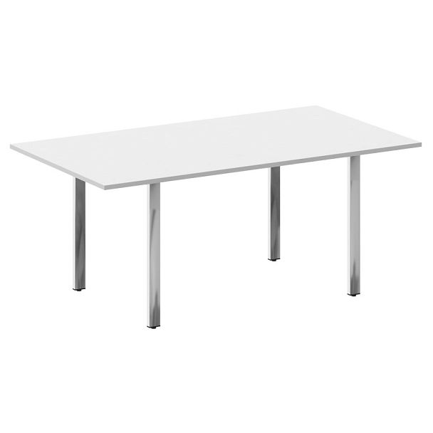 Metal System Direct Стол переговорный на П-обр. м/к БП.ПРГ-180 Белый/Нерж. сталь 1800*1000*750 - Вид 1
