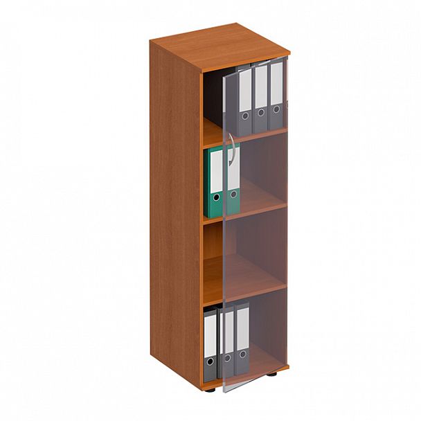 Стеллаж средний узкий со стеклянной дверью "Формула" ФР 358  ольха европейская - Вид 1