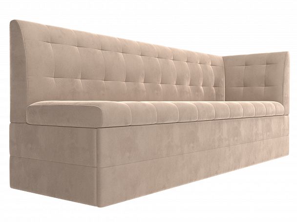 Кухонный диван Бриз с углом (полностью велюр бежевый) - Вид 3